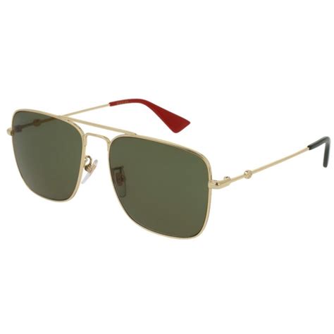 Gucci Rectangular Sunglasses GG0108S 003 Gold/Green/Red 